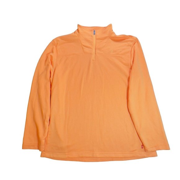 IZOD Mens Orange 1/4 Zip‎ Pullover Long Sleeve Sweatshirt Material Size LG- - Picture 1 of 8